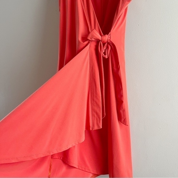 NWT BCBGMAXAZRIA • Faux Wrap Sleeveless Dress in Red Clay Orange, Size Small - Picture 7 of 12